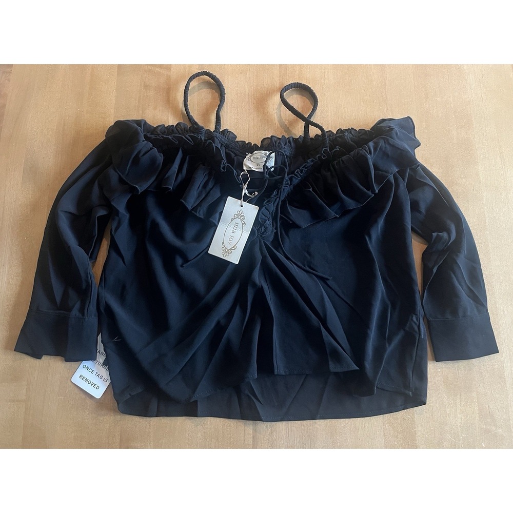 Mia Joy NWT Women's Elegant Black Top Off The Shoulder Blouse Sz XS NEW
